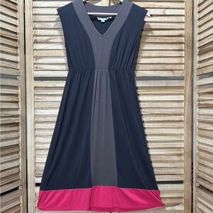Boden Color block Midi Dress in Dark Gray, Light Gray & Pink